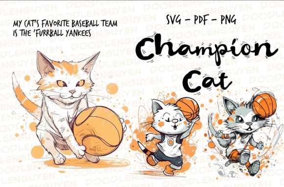 Cartoon Charm: A Designer's Take on Cat Play with Ball